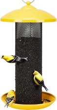 Finch Feeders for Outdoors Hanging, Metal Mesh Tube Bird Feeder for Nyjer/Thistl