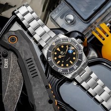 41MM ADDIESDIVE Quartz Mens Watch Diver 200M Waterproof Luminous Stainless NEW