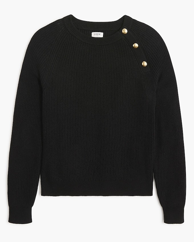 J.Crew Womens Black Solid Button Shoulder Pullove… - image 1