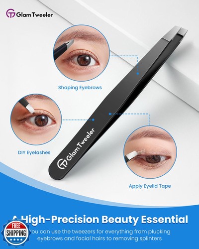 Expert Slant Tip Tweezers with Leather Case, GlamTweeler Sharp and Precision - Picture 5 of 5