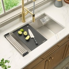 Ruvati 32" Glass Rinser Combo Undermount Workstation Sink - RVH8512