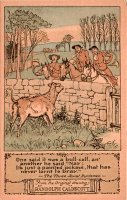 Three Jovial Huntsmen, Randolph Caldecott, F Warne & Co, Great Britain Postcard