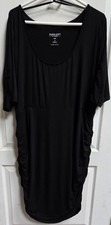 Torrid Ruched Super Soft Black Dress Bodycon Elbow Sleeve, Size 4 New W/Tags