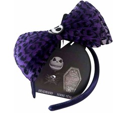 Disney Nightmare Before Christmas Headband Halloween Tim Burton Purple Bow Skull