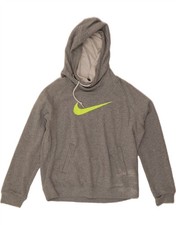 NIKE Womens Graphic Hoodie Jumper UK 16 Large Grey Cotton DT91