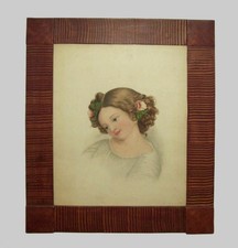 Antique 1840 Watercolor Portrait of Gentleman in Birdseye Maple Frame — listing 2