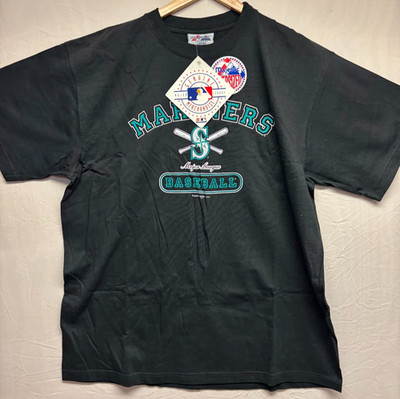 Seattle Mariners Majestic Shirt Mens Black MLB Short Sleeve Large NWT Vintage