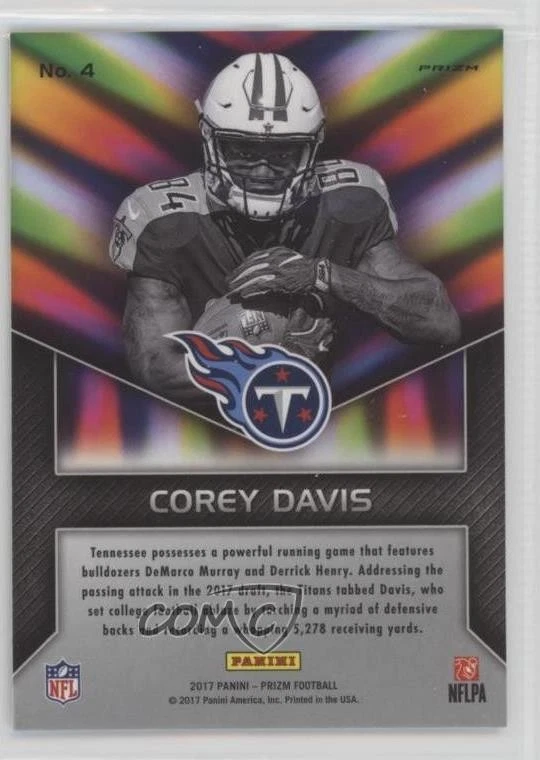 2017 Panini Prizm Instant Impact Silver Prizm Corey Davis #4 Rookie RC - Image 2 of 2