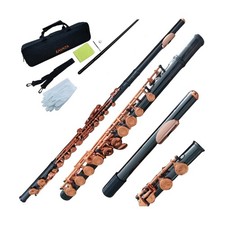 C Flute, Black Nickle Plated, Rose Gold Keys, Closed Hole and 16-Key Flute wi...