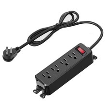 Wall Mount Power Strip Black, 4 Outlet Mountable Power Strip with Switch, 6ft...