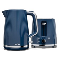 Cello Blue kettle and Toaster set textured design, 3000w 1.7L Kettle 2 Slice