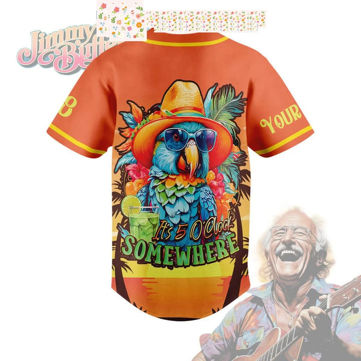 Jimmy Buffett It’s Five O’Clock 2024 Personalized Baseball Jersey