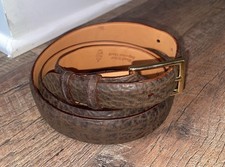 Genuine Imported Shark, Brown With Gold Buckle, Crescent Belt, Size 42
