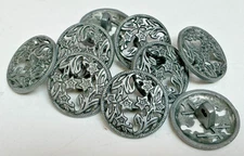 metal buttons silver gray 8 pcs 5/8" shank filigree