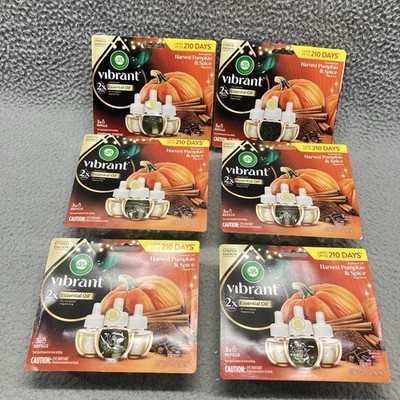 6 Packs Air Wick Essential Oils Harvest Pumpkin & Spice Scented Oil 18 Refills