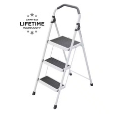 3-Step Steel Lightweight Step Stool Ladder 225 Lbs. Load Capacity Type II Duty R