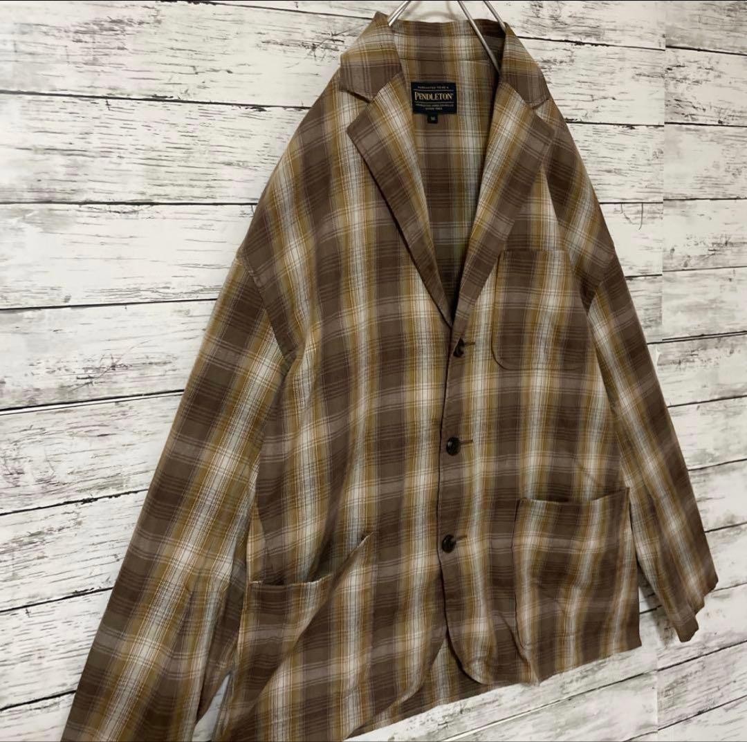 Pendleton Plaid Tailored Jacket Brown Size M - image 5