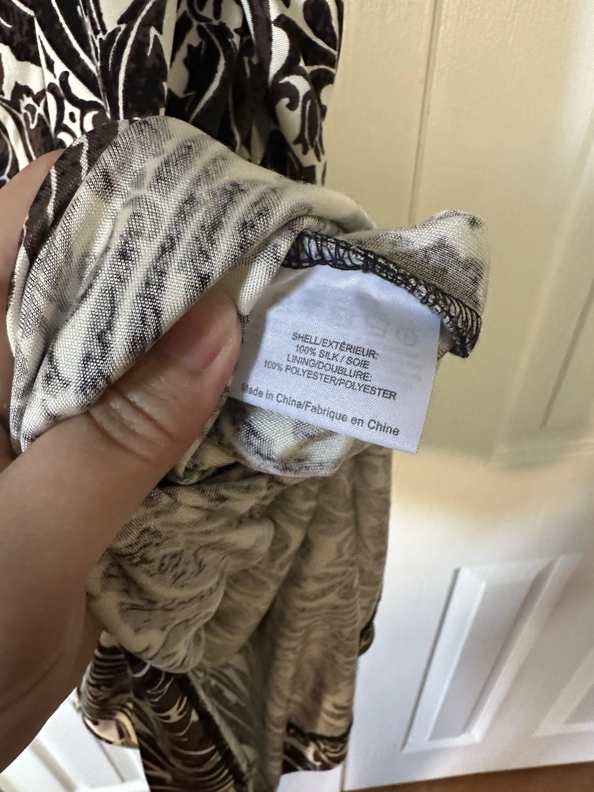 Abito Tory Burch senza maniche Odila avorio arabesco seta avvolgente taglia XS