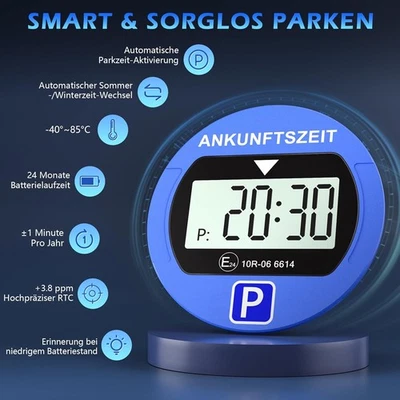Elektronische Parkscheibe KBA-Zulassung Digitale Automatische Parkuhr +Batterie