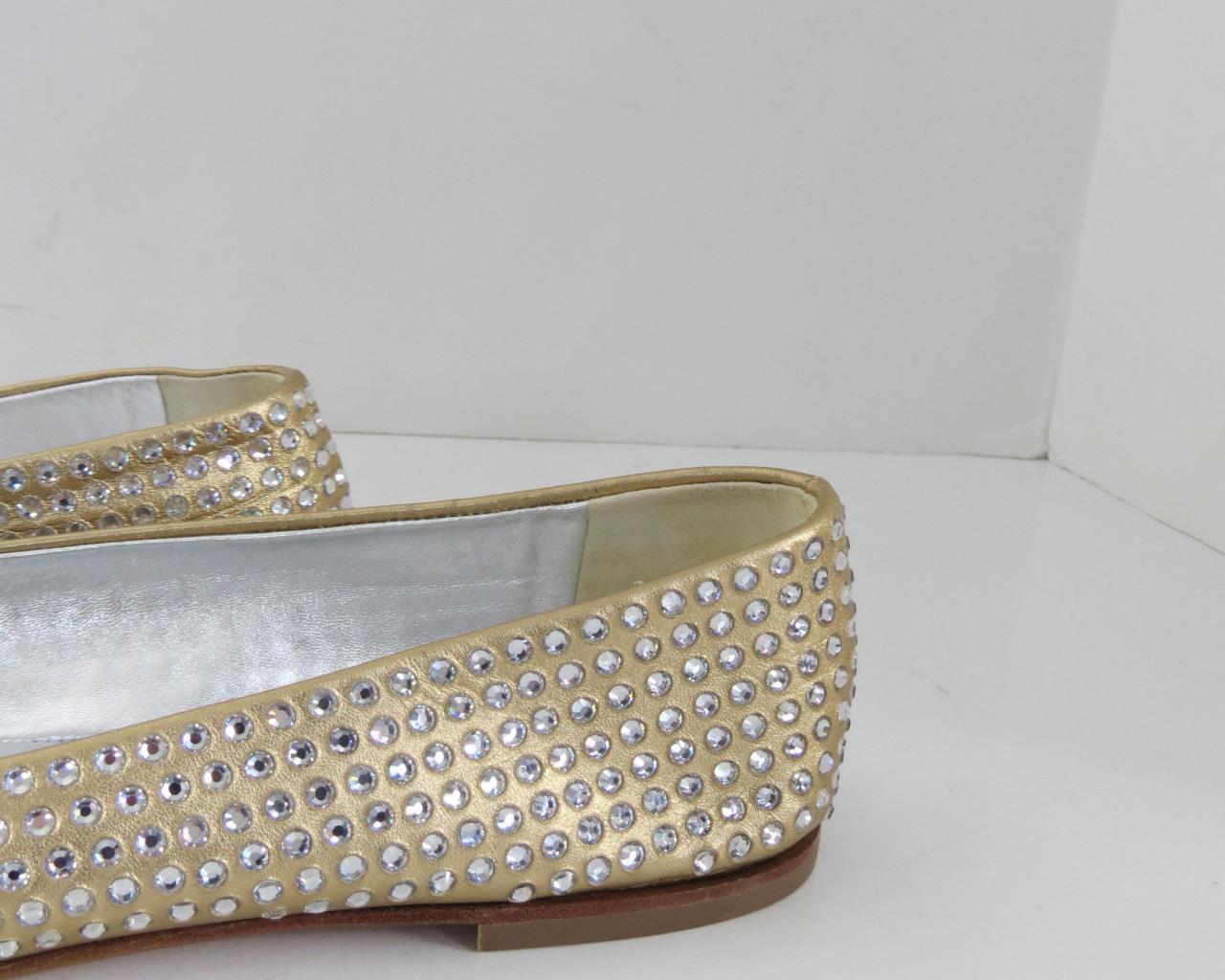 Giuseppe Zanotti Gold Pelle Crystals/Ballet Flats w/ Crystals/Ballet Pelle Slippers/Shoes Sz 8 403002 Giuseppe Zanotti Gold Pelle Crystals/Ballet Flats w/ Crystals/Ballet Pelle Slippers/Shoes Sz 8 403002