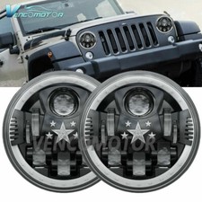 Pair Dot 7 Inch Round Led Headlights Halo For Jeep Wrangler Jk Tj Cj Lj 1997