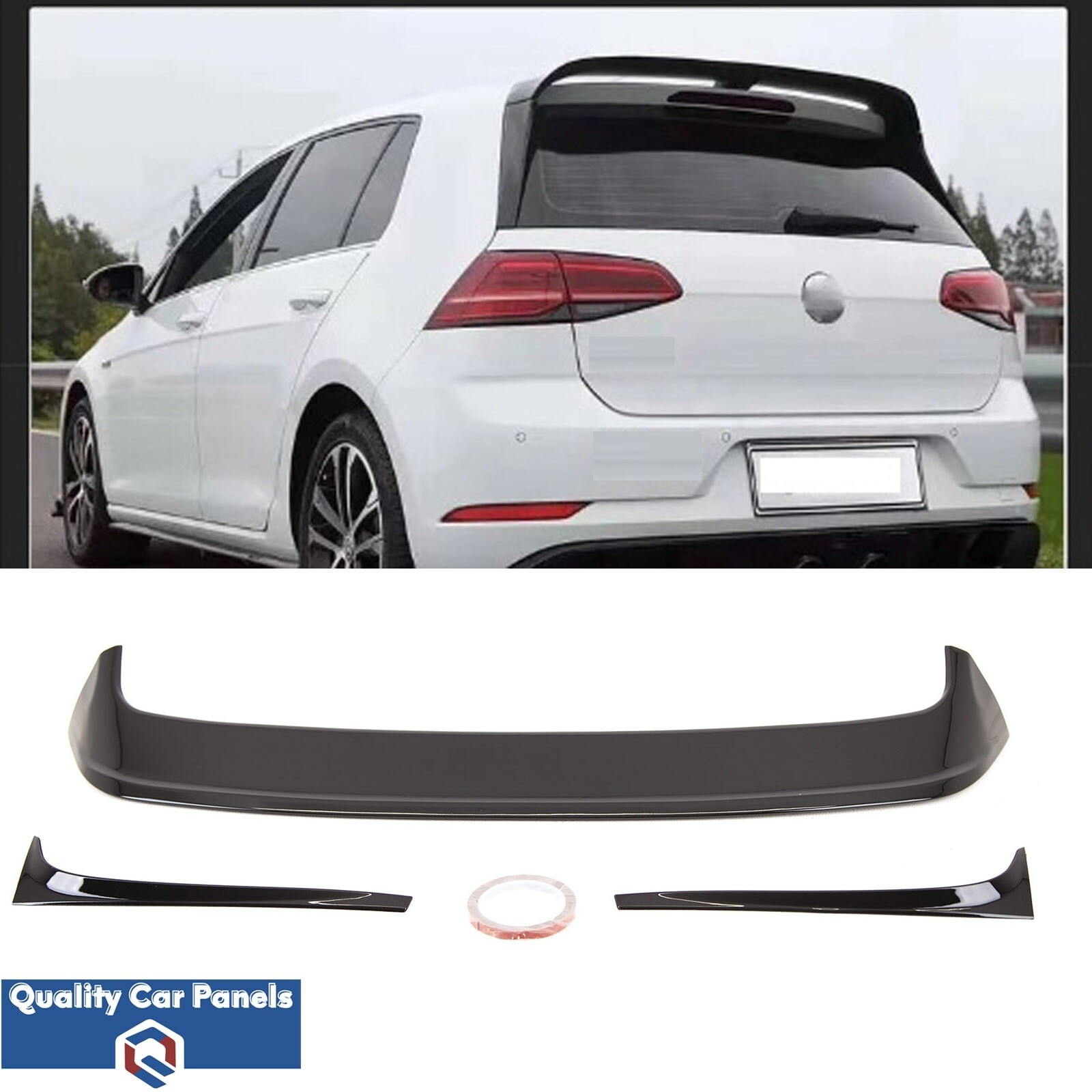 Rear Roof Spoiler Clubsport Style Gloss Black Fits VW Golf Standard 13-