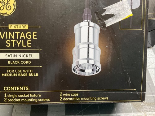 3 New GE Vintage Pendant Light Fixture Latin nickel for Medium Base Bulb - Picture 2 of 7