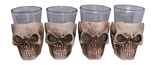 Skull Shot Glass Set of 4 Shot Glasses Great for Whiskey Vodka Tequila or Scotch - Picture 3 of 7