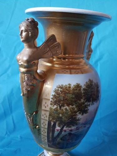 Antik Porzellan Amphore Vase  18 / 19 Jhd.  handbemalt  , 38 cm. Biedermeier - Bild 3 von 19