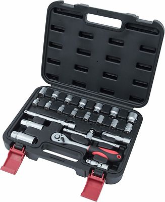 CONNEX Steckschlüsselsatz 3/8'' 22-teilig Kunststoff-Koffer, Chrom-Vanadium-Stahl