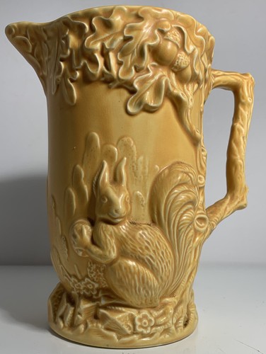 Art Deco Wade Heath Large Tan Jug/Pitcher No.154 Embossed Squirrel Foraging