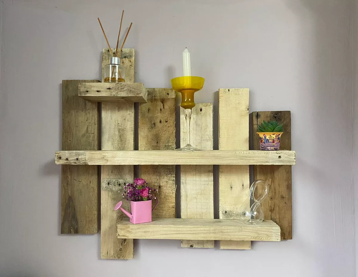 Pallet wood floating shelves deals