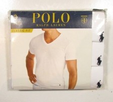 Polo Ralph Lauren Men's White Classic Fit V-Neck Moisture Wicking T-Shirt 3 Pack