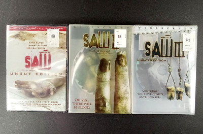 Saw DVD Set of Movies 1, 2, 3 Lot HORROR Brand New Sealed all are Widescreen