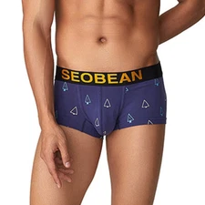 Seobean Men's Cotton Comfy Boxer Briefs Pouch Low-rise Shorts Stretch Underwear