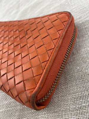 Bottega Veneta Orange Zip Around Intracato Wallet | eBay