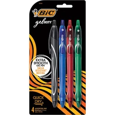 BIC Gelocity 0.7 35584 Retractable Gel Ink Pens, Assorted Colors, Pack of 4