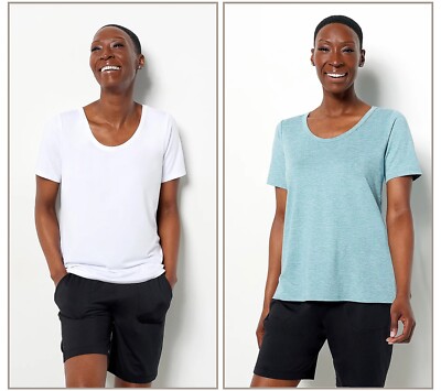 zuda Z-Cool 2-Pack Cooling Tee Top Set - White / Heather Teal - Size Large *NEW*