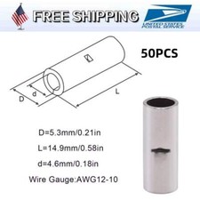 50x Bare Copper Wire Splice Butt Connectors Ferrule Crimp Terminals 12-10AWG