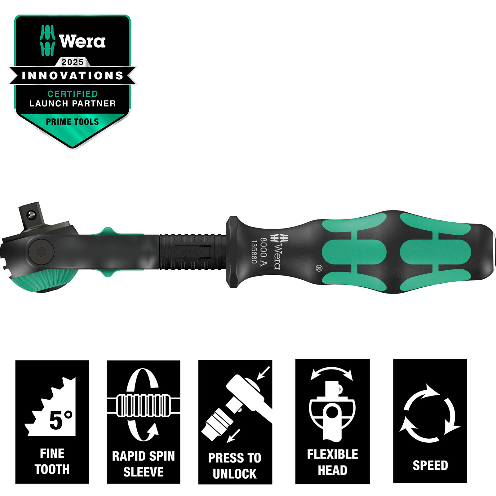 Wera 8000 A Black Edition Zyklop Speed 1/4"" Drive Ratchet - 135880