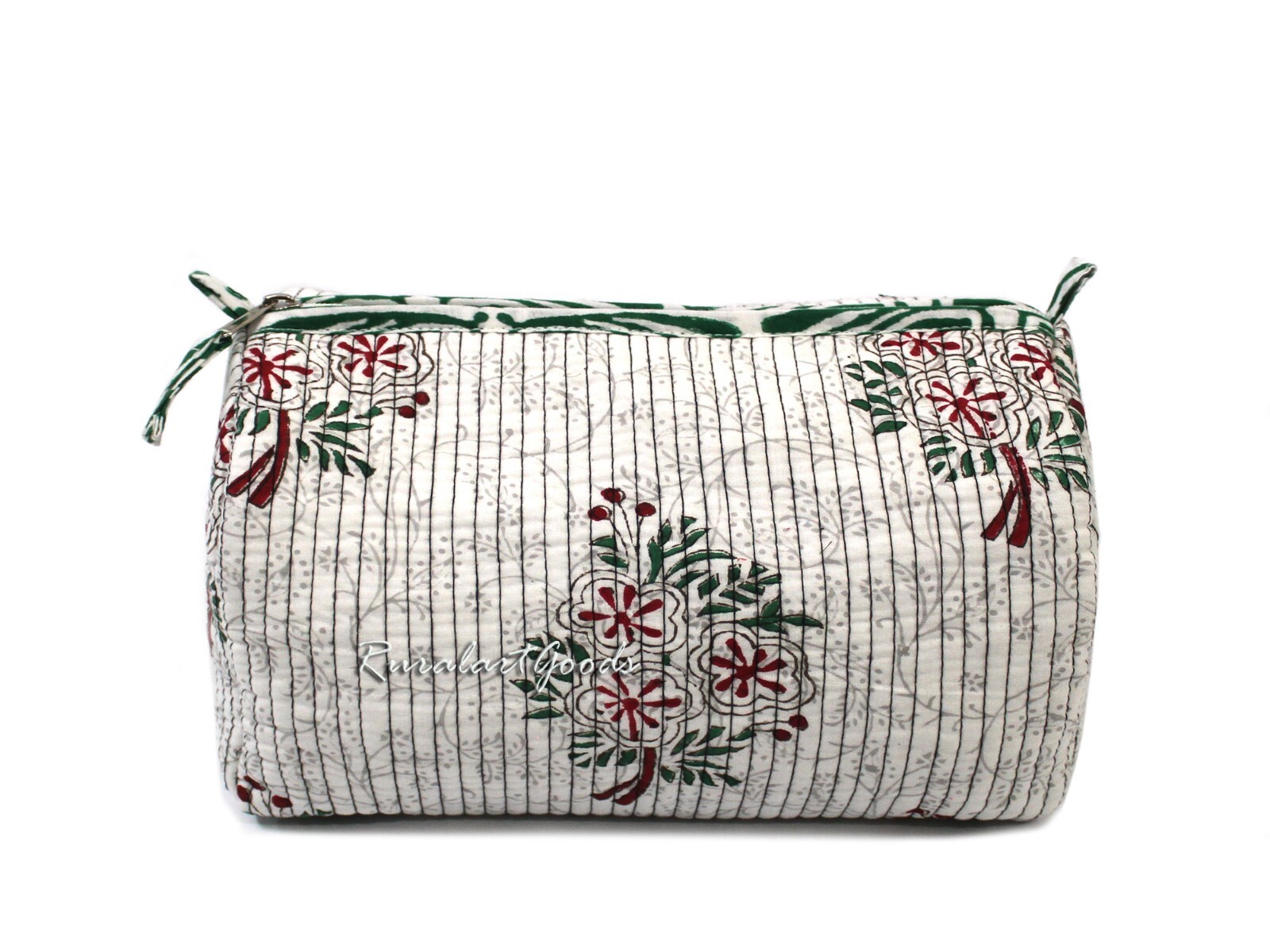 Cotton Quilted Toiletry Bags Unisex Makeup Storage Zipper 1 PC Large Size Bag