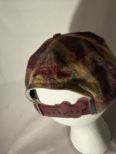 Cappello Berretto Vintage Disney Topolino Snapback Rosso Plaid Logo Ricamato - Foto 6 di 10