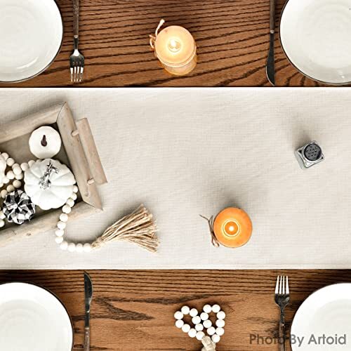 Mesa de Acción de Gracias Hello Calabaza Flores Hojas 13" x 72", Corredor de Mesa Naranja - Imagen 4 de 6