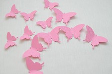 32 Set 3D Schmetterlinge Rosa Wanddeko Wandaufkleber Wandtatoo