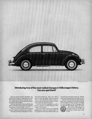 1966 Volkswagen Beetle Print Ad Most Radical Changes