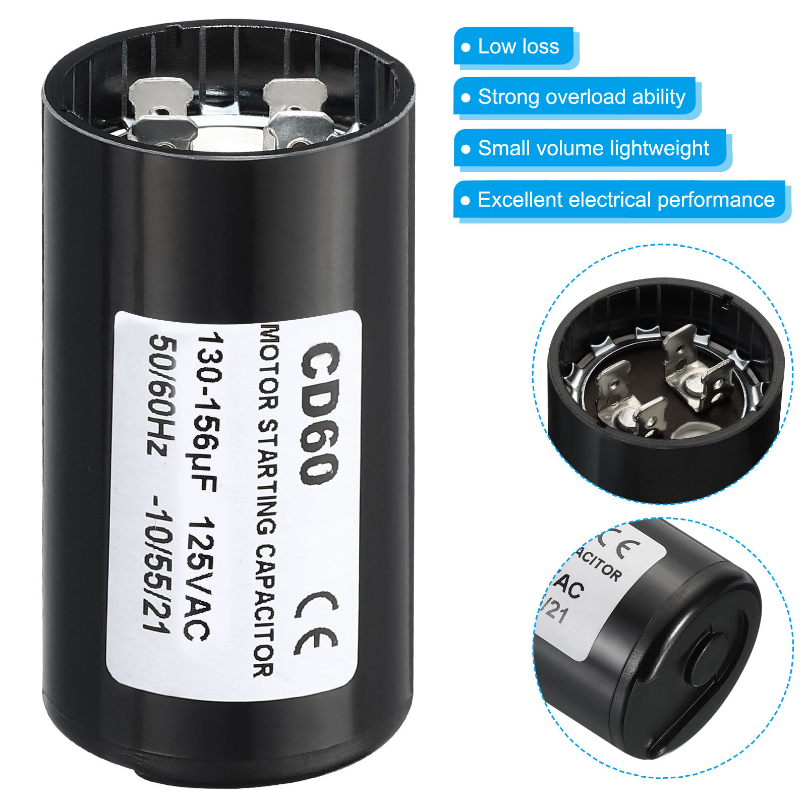 2 Condensateurs De Démarrage Moteur 25µF 370VAC 50/60Hz - Rond - Marque Kooben