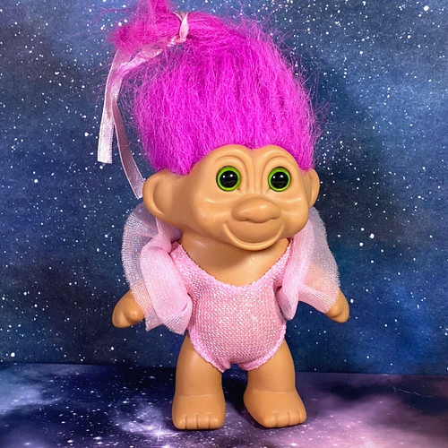 Vtg Toy 1991 Troll Doll Good Luck Scandi Folklore Dancer Outfit Pink Hair TNT  k