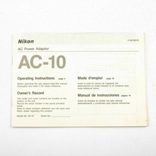 Nikon AC-10 AC Power Adaptor Instruction Manual - Booklet
