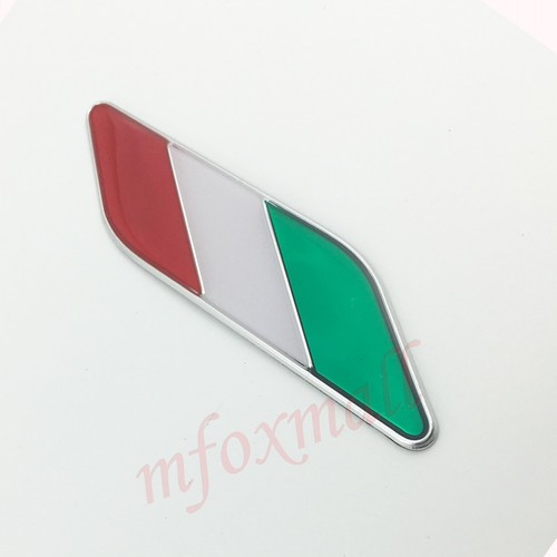 2X Chrome Car Accessory Fender Trim 3D Decal Sticker IT Italy Flag Emblem Badge - Picture 4 of 7