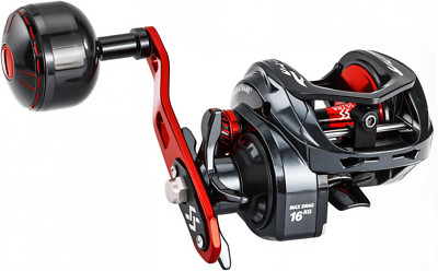 Baitcaster Fishing Reel, 400 Size with 35Lbs Max Drag 6.3:1 Gear Ratio, Low Prof